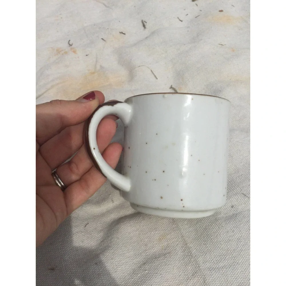 Ceramic coffee‎ mug tea floral Japan vintage bron 70s MCM rustic farmhouse